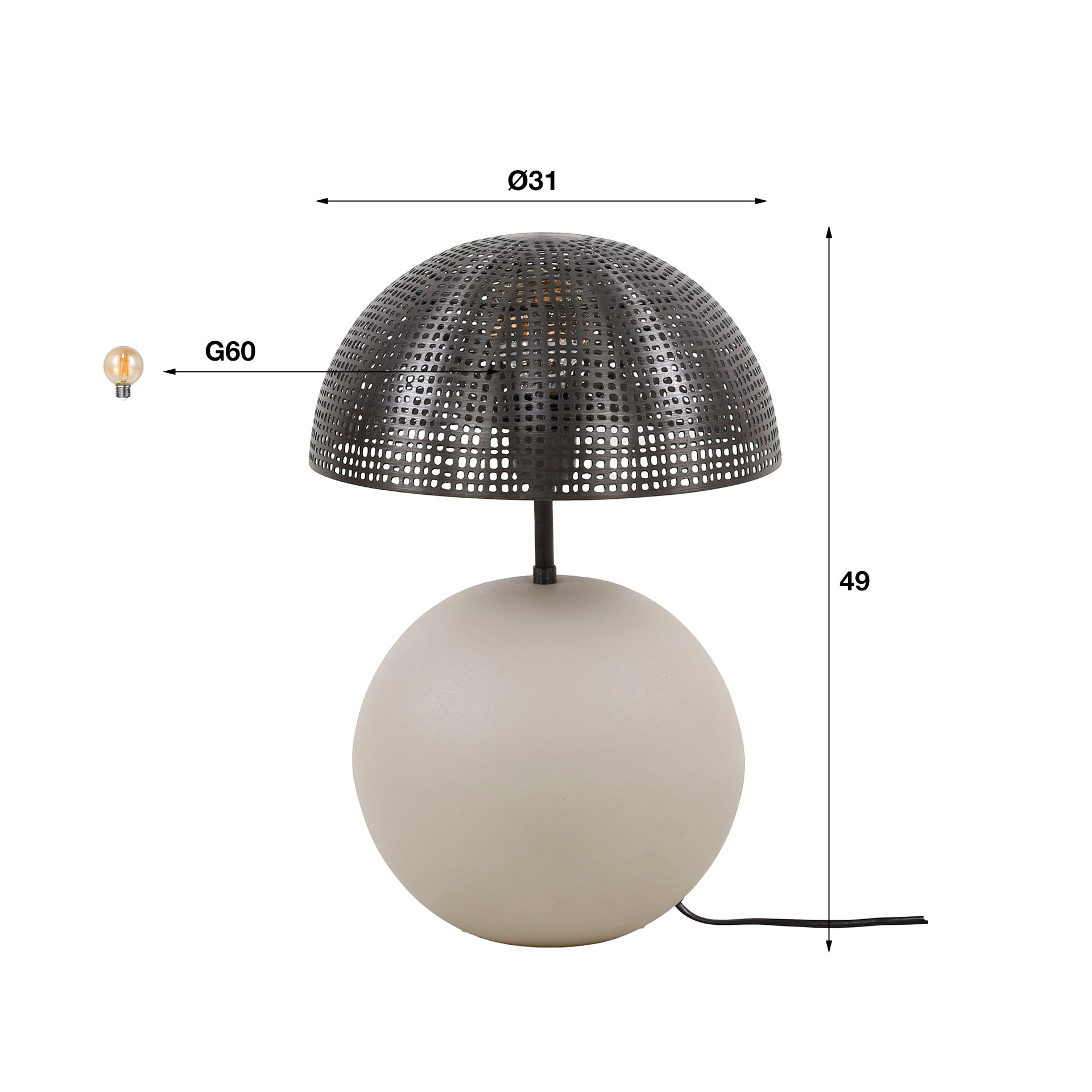 Sphera matte beige keramische tafellamp met 1 lichtpunt - 49 cm