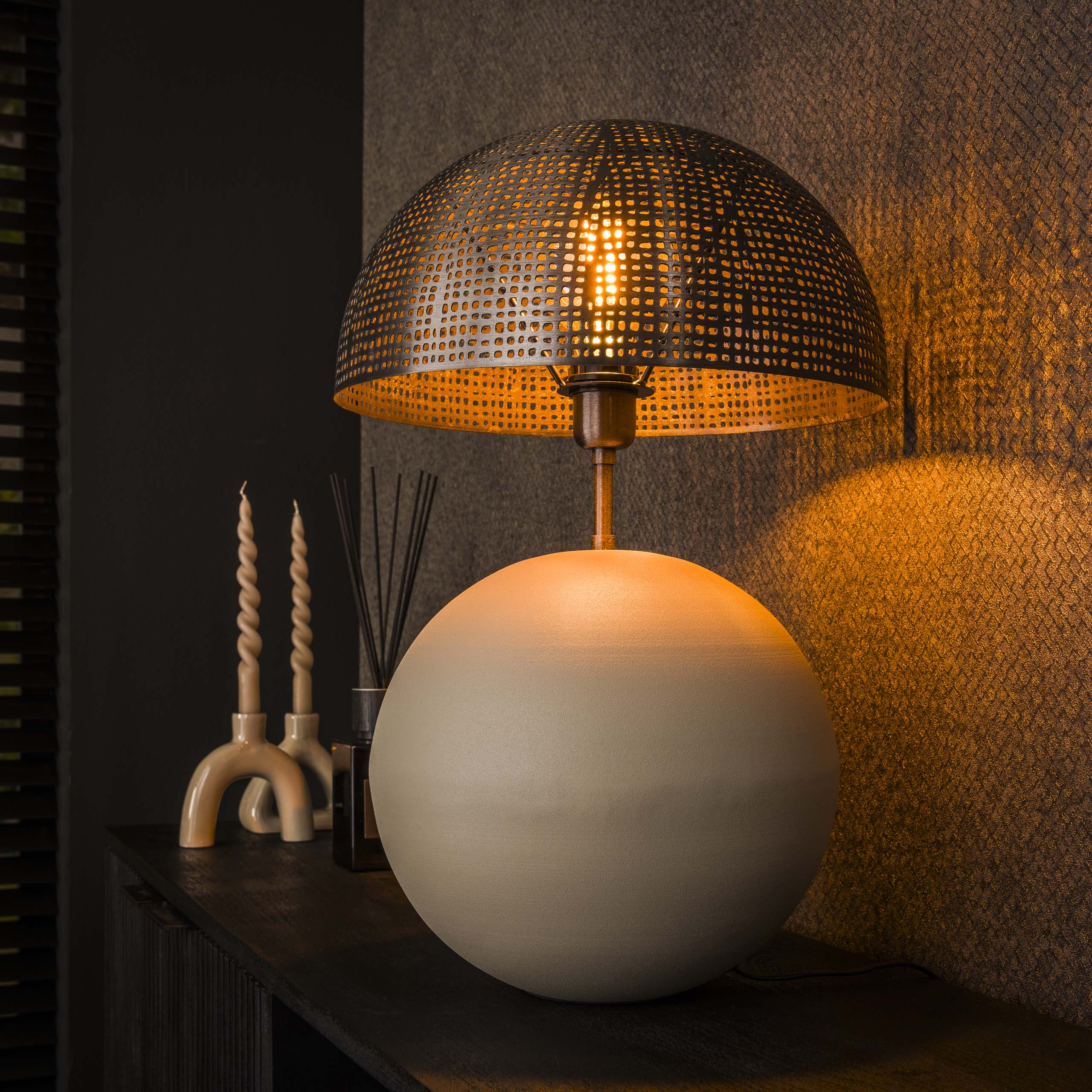 Sphera mat beige keramische tafellamp met 1 lichtpunt - 57 cm