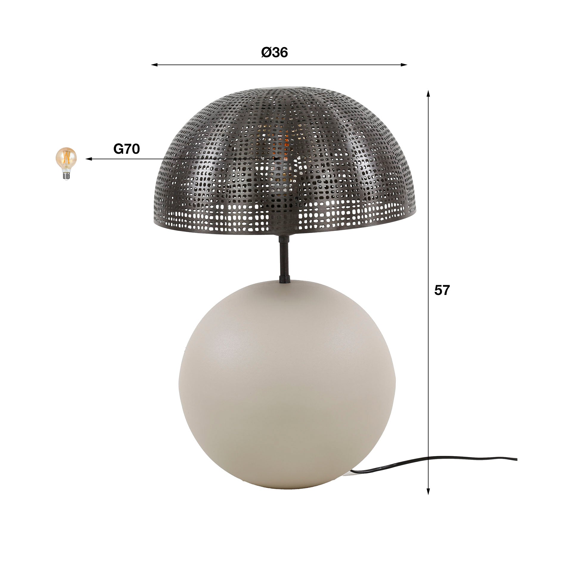 Sphera mat beige keramische tafellamp met 1 lichtpunt - 57 cm
