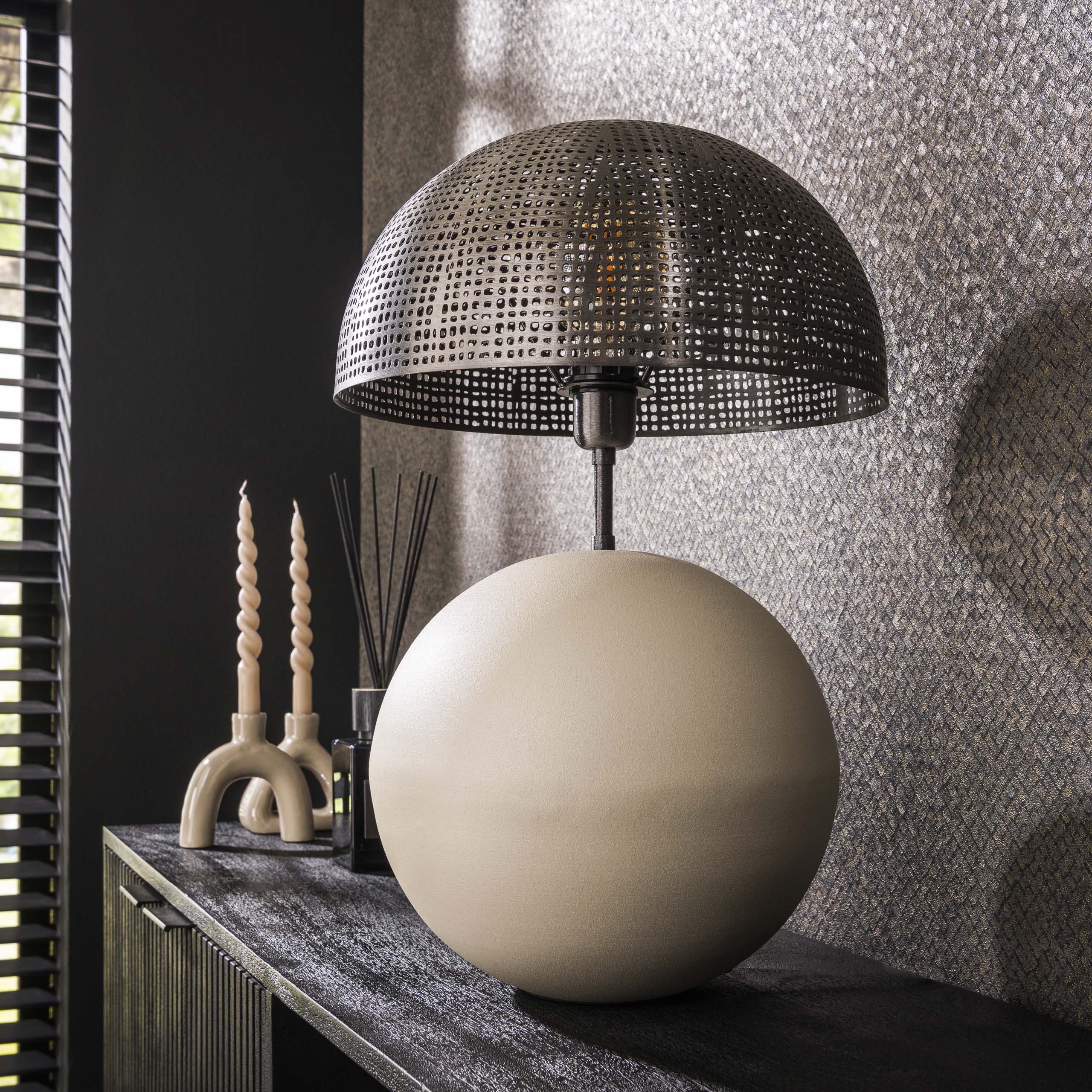 Sphera mat beige keramische tafellamp met 1 lichtpunt - 57 cm