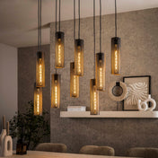 Tubara Mesh 5+4-lichts - Artic zwarte hanglamp