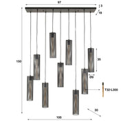 Tubara Mesh 5+4-lichts - Artic zwarte hanglamp
