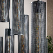 Tubara Mesh 5+4-lichts - Artic zwarte hanglamp