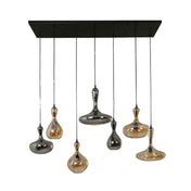 Kariva 4+3-lichts - artic zwarte hanglamp