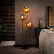 Dentra drietraps vloerlamp met 3 lichten - arctisch zwart