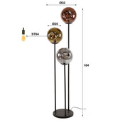 Dentra drietraps vloerlamp met 3 lichten - arctisch zwart