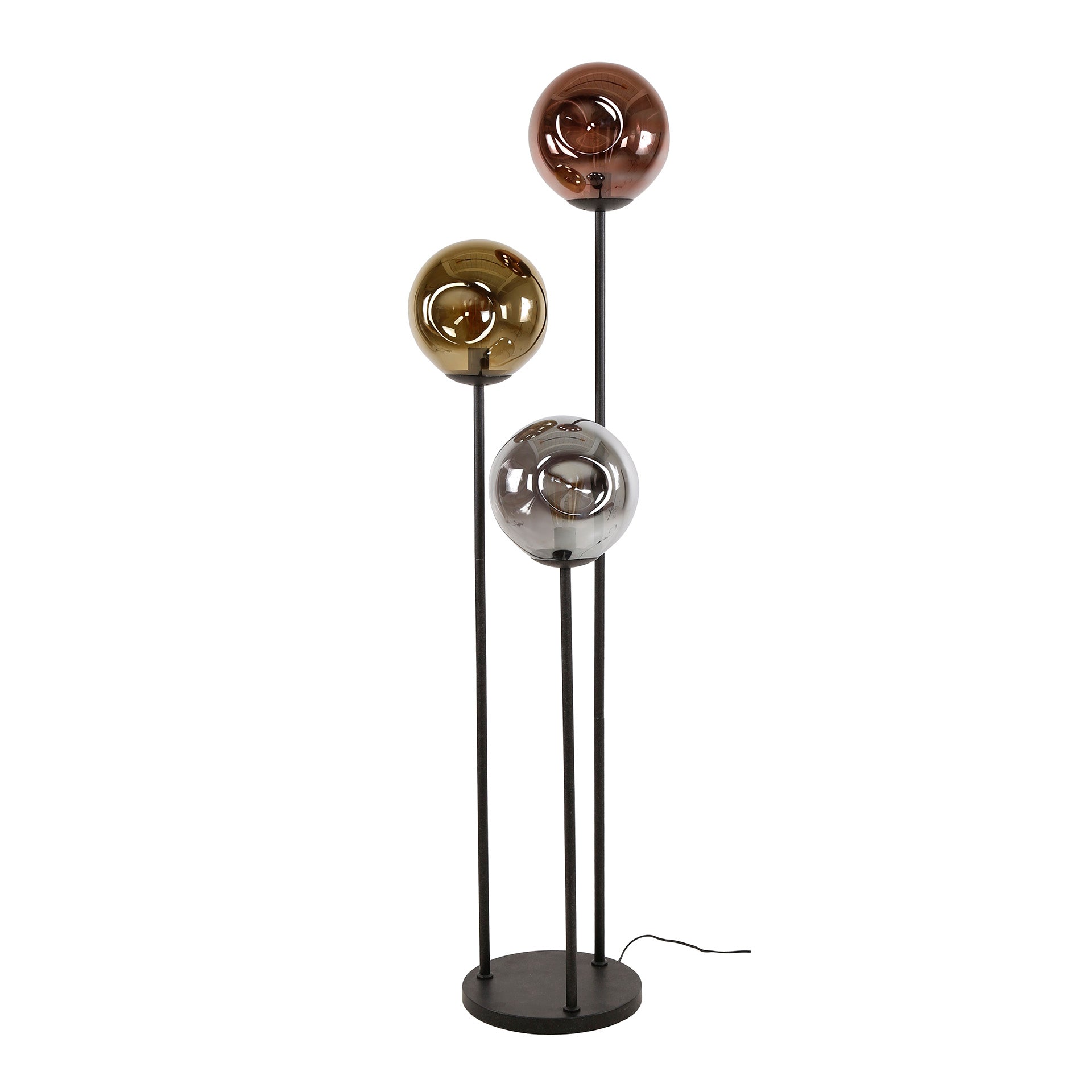Dentra drietraps vloerlamp met 3 lichten - arctisch zwart