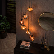 Stellora getrapte 6-lichts - Artic zwarte hanglamp