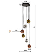 Stellora getrapte 6-lichts - Artic zwarte hanglamp