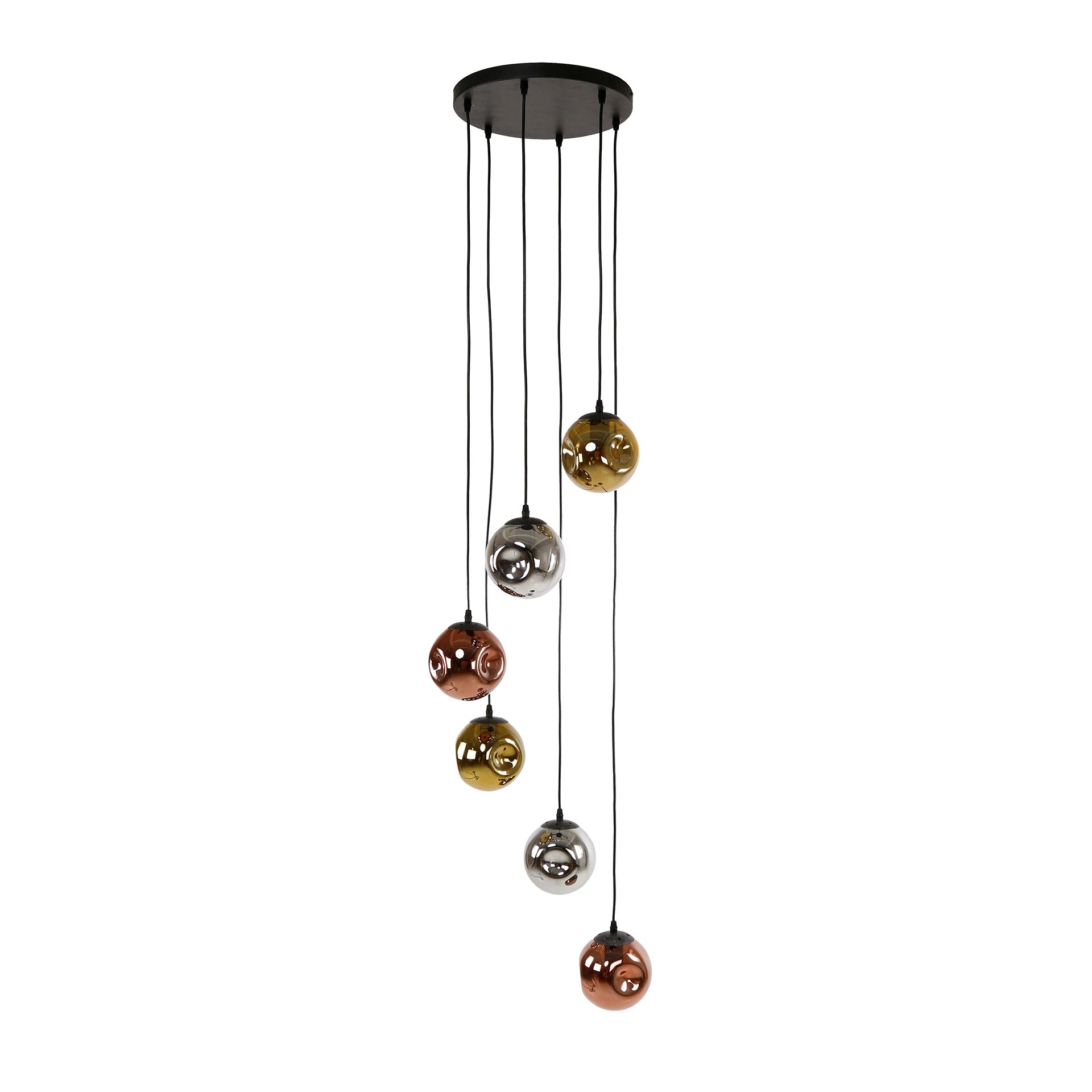 Stellora getrapte 6-lichts - Artic zwarte hanglamp
