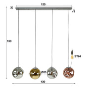 Stellora 4-lichts - Oude zilveren hanglamp
