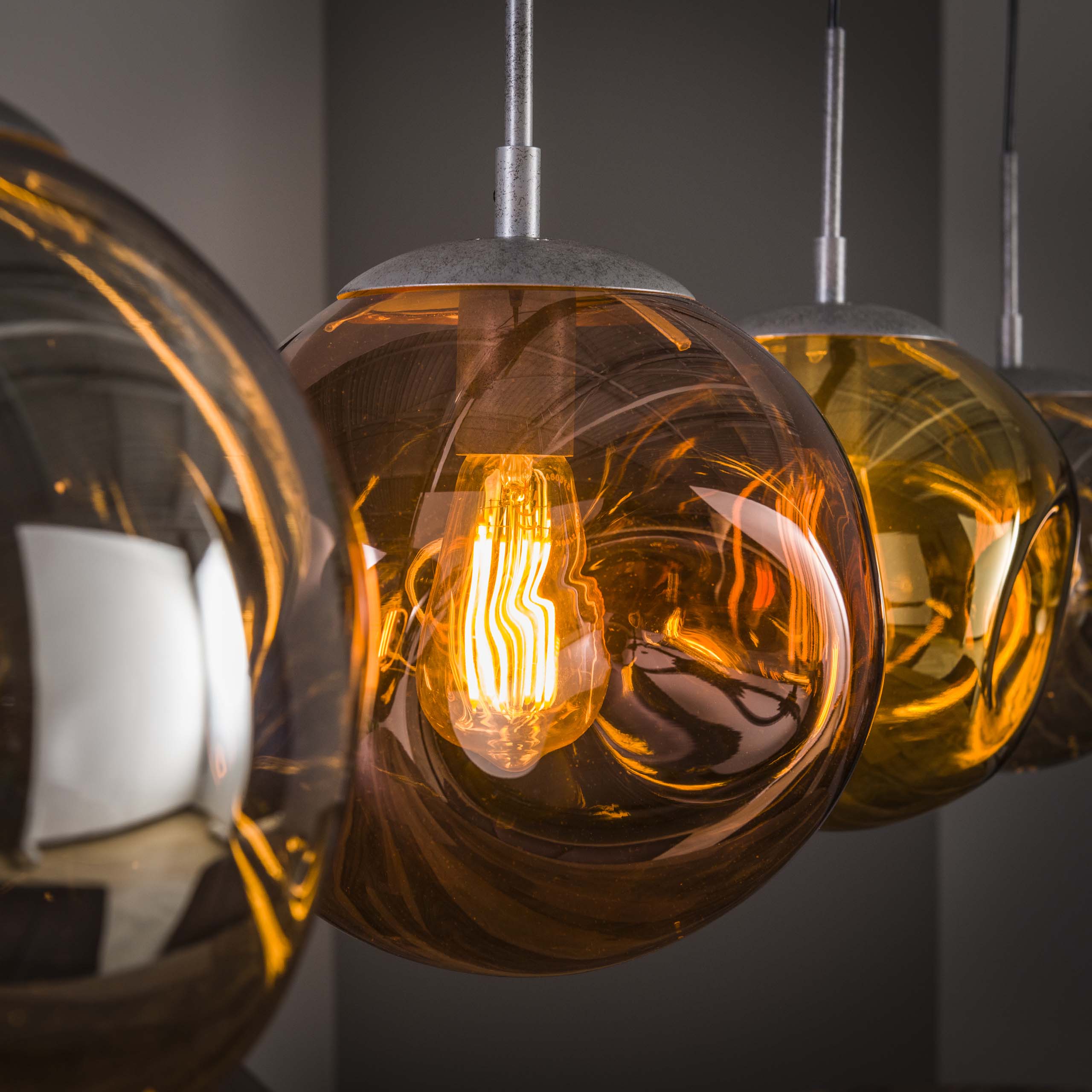 Stellora 4-lichts - Oude zilveren hanglamp