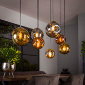 Stellora 4+3-lichts - Oude zilveren hanglamp