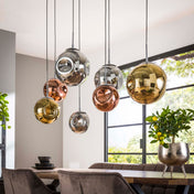 Stellora 4+3-lichts - Oude zilveren hanglamp