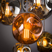 Stellora 4+3-lichts - Oude zilveren hanglamp