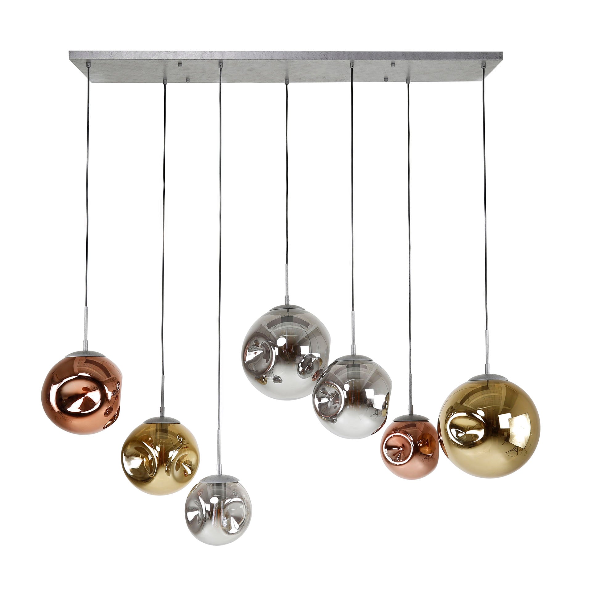 Stellora 4+3-lichts - Oude zilveren hanglamp