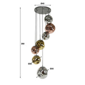 Stellora hanglamp met 7 lampen - Oud zilver