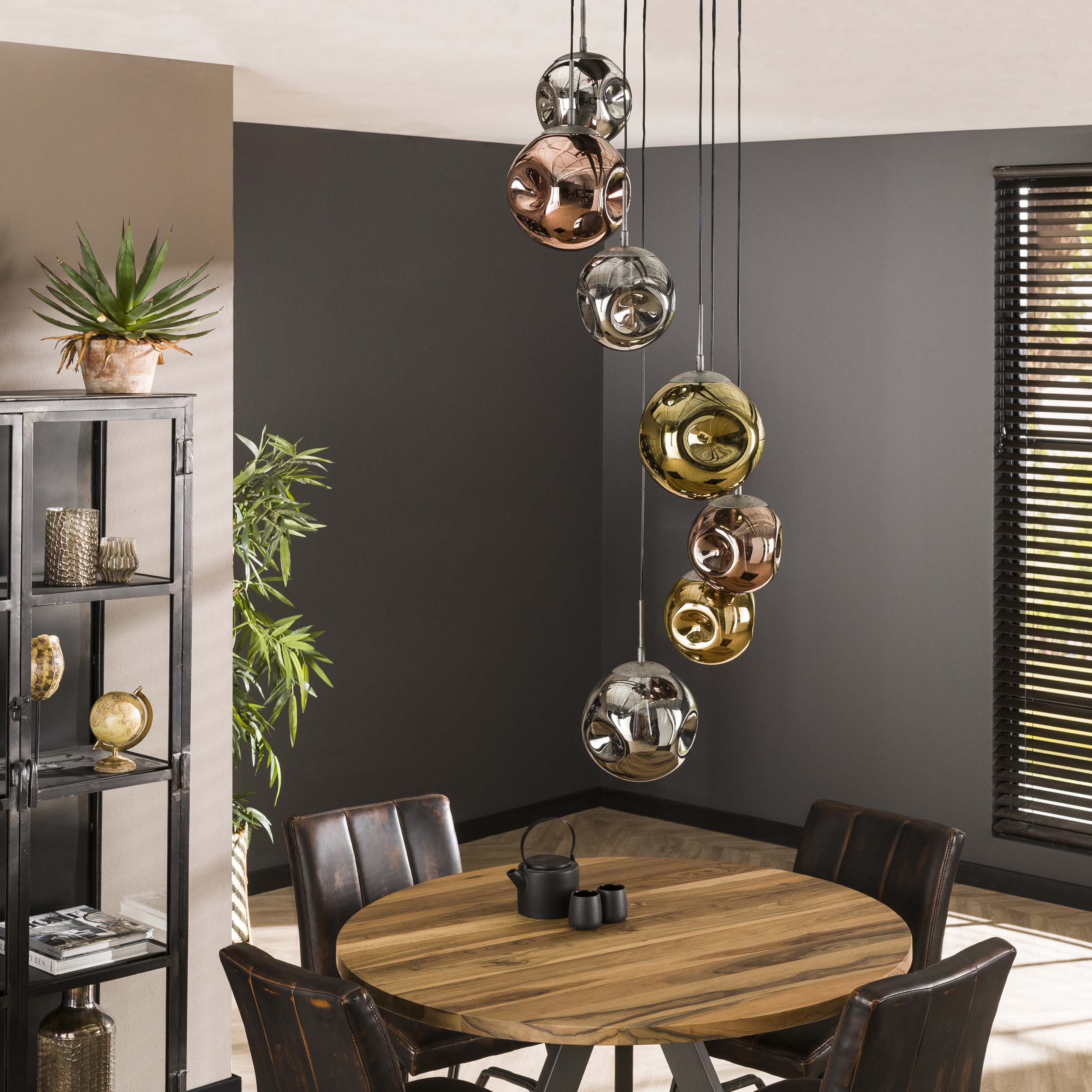 Stellora hanglamp met 7 lampen - Oud zilver