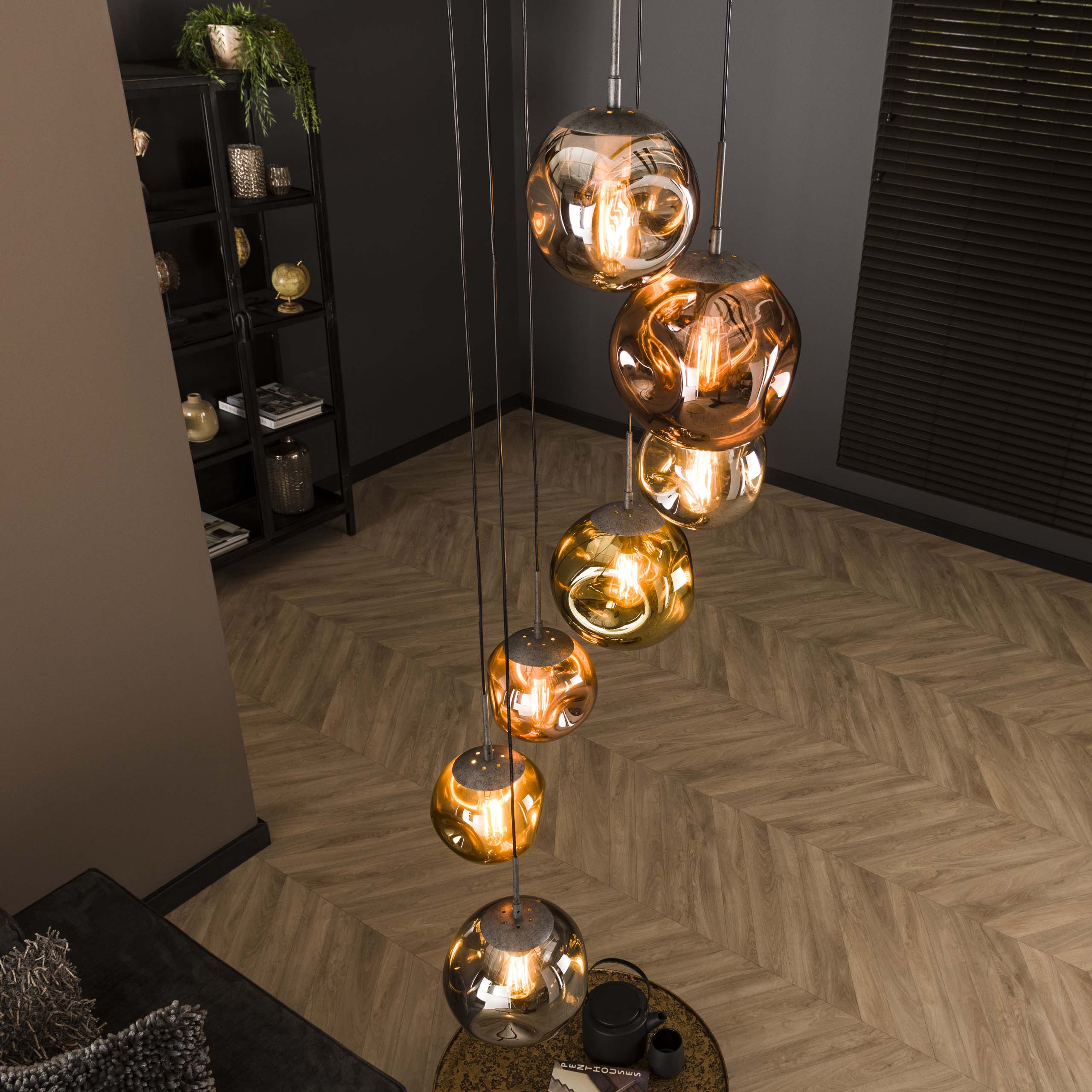 Stellora hanglamp met 7 lampen - Oud zilver