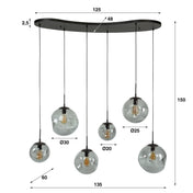 Stellora Black 6-lichts - Arctic zwarte hanglamp