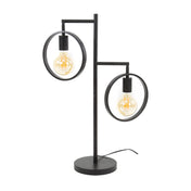 Rinara houtskoolkleurige metalen tafellamp met 2 lichtpunten - 70 cm