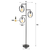 Rinara 3-lichts - antraciet vloerlamp