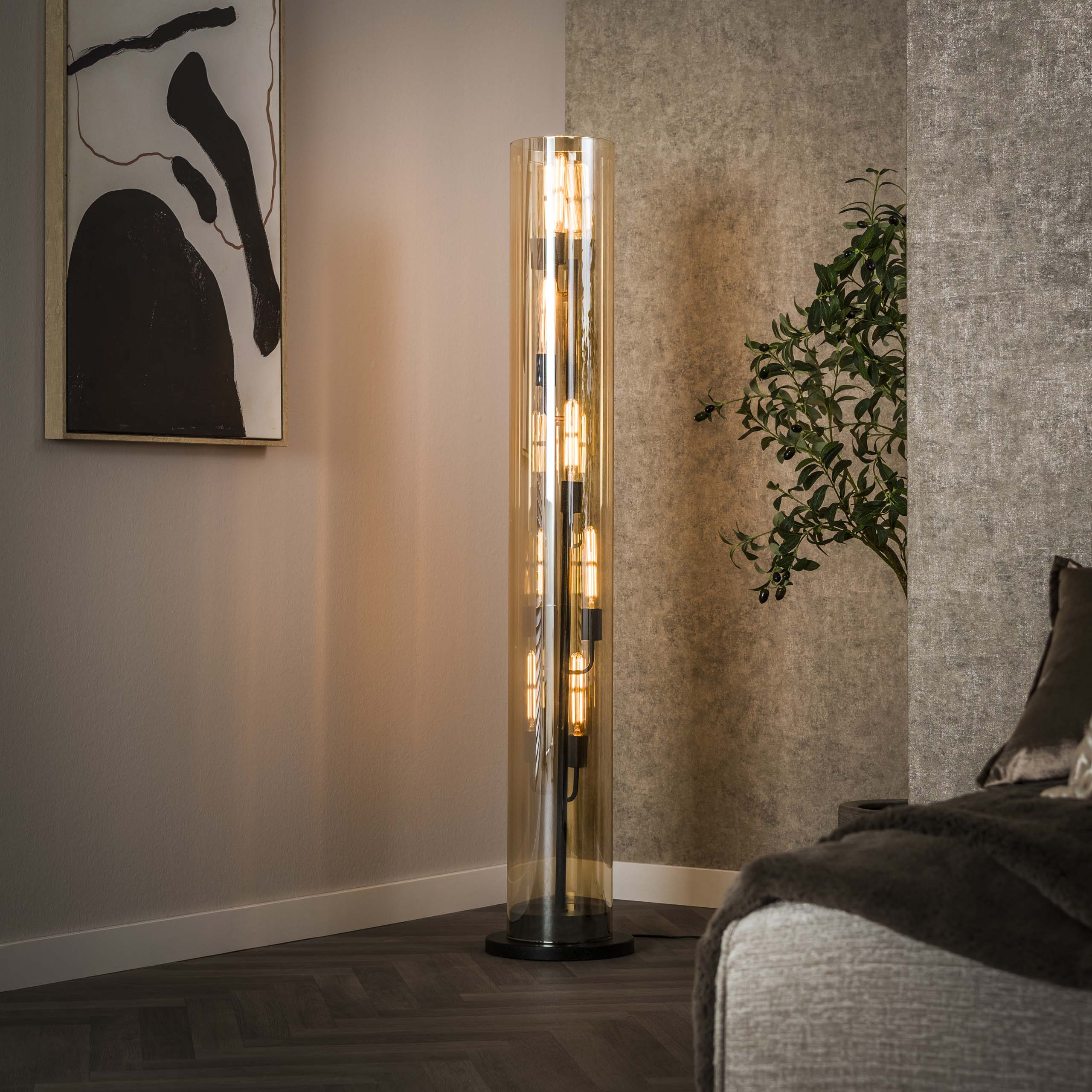 Tubara glas 5-lichts - artic zwart vloerlamp