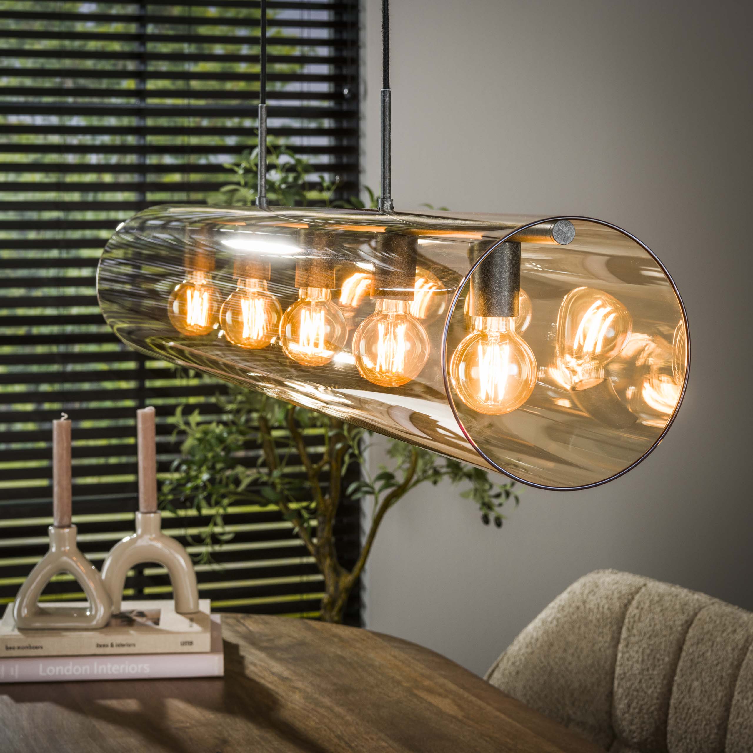 Tubora Glass 5-lichts - Artic zwarte hanglamp