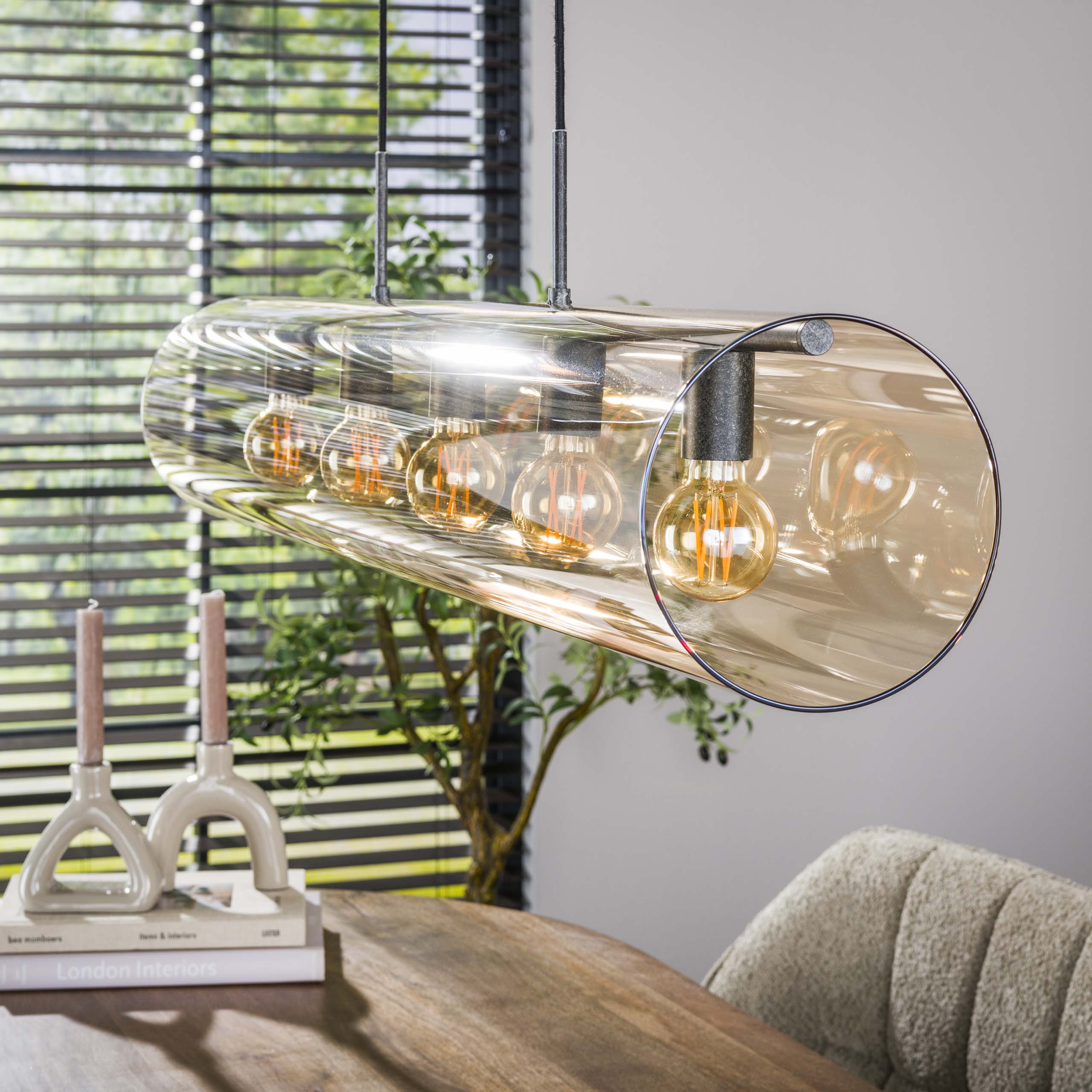 Tubora Glass 5-lichts - Artic zwarte hanglamp
