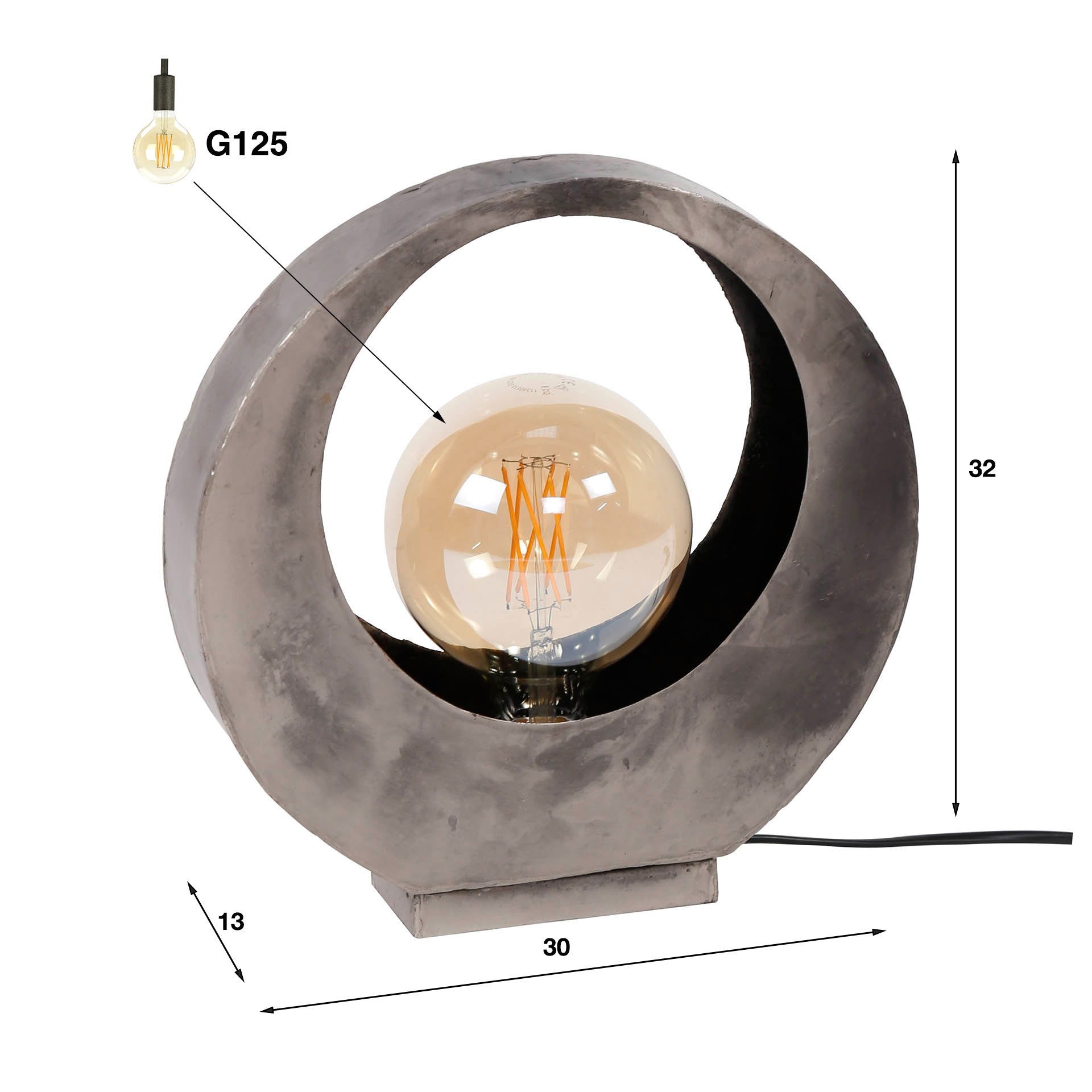 Lumera oud zilver metalen tafellamp 1-lichts