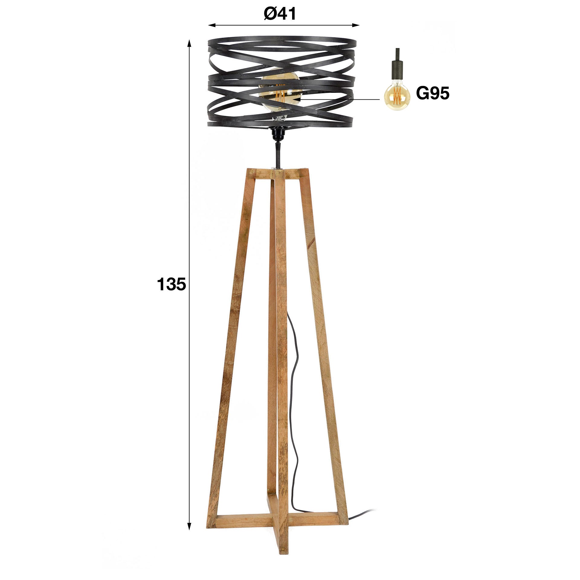 Twisara 1-licht - leisteengrijze vloerlamp