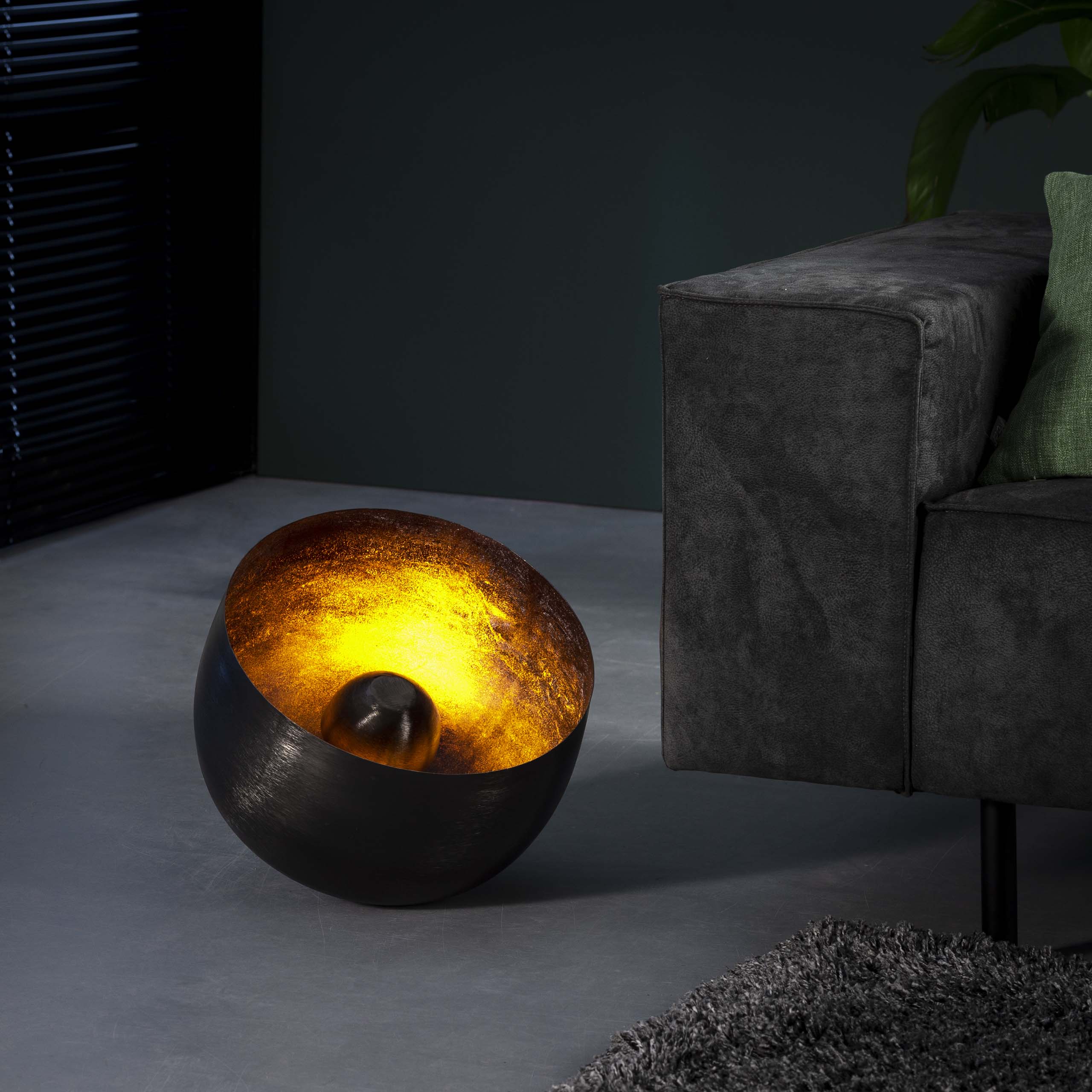 Baskara zwarte nikkel metalen tafellamp 1-lichts Ø36cm