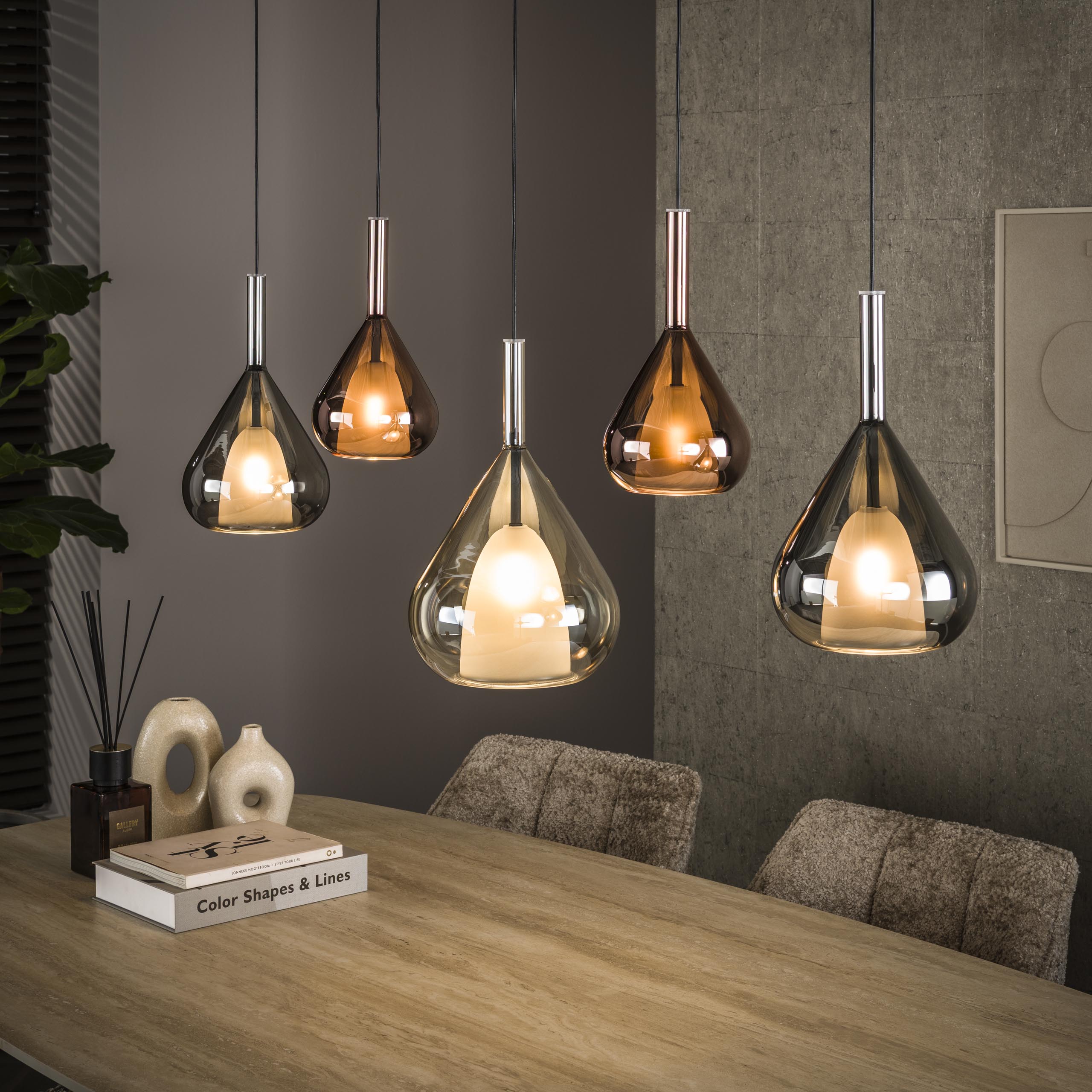 Wingora 5-lichts - Zwarte hanglamp