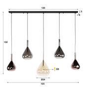 Wingora 5-lichts - Zwarte hanglamp