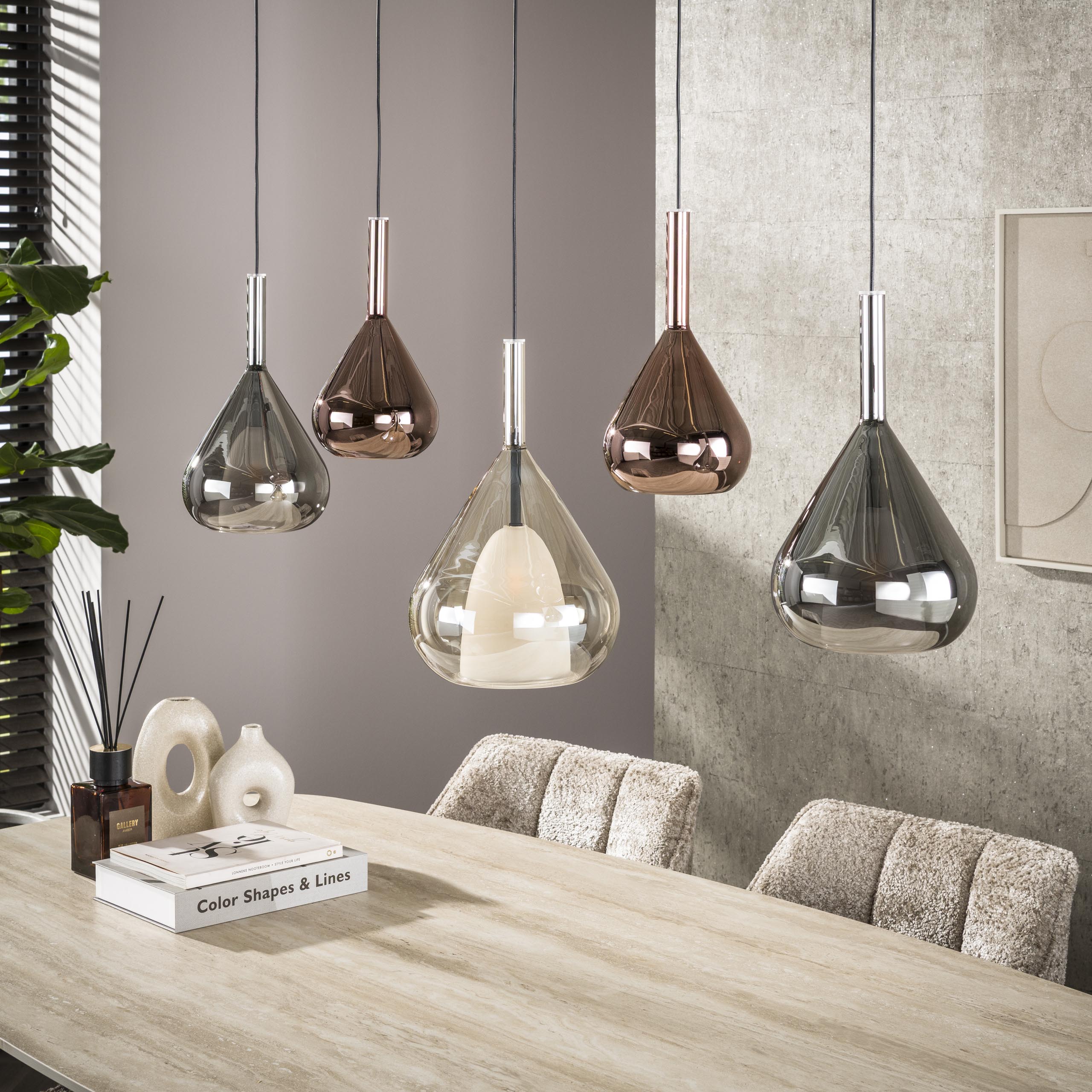 Wingora 5-lichts - Zwarte hanglamp