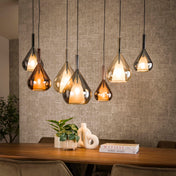 Wingora 4+3-lichts - Zwarte hanglamp