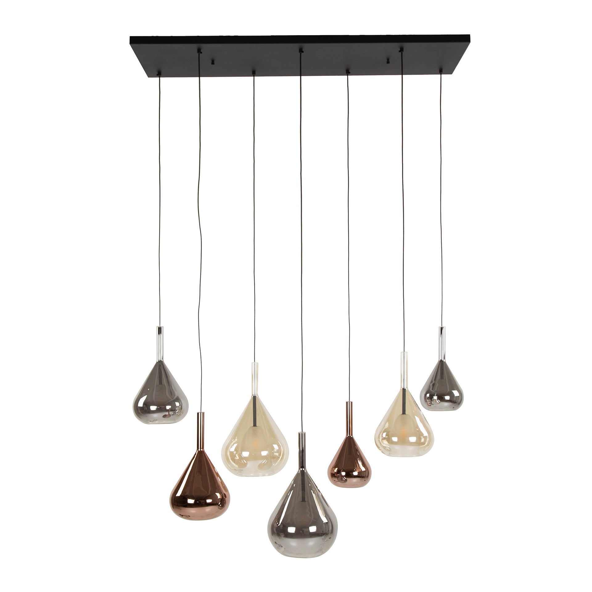 Wingora 4+3-lichts - Zwarte hanglamp