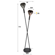 Wingara 2-lichts - zwarte vloerlamp