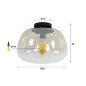 Pulsera plafondlamp, 1-lichts, met kap van amberkleurig glas