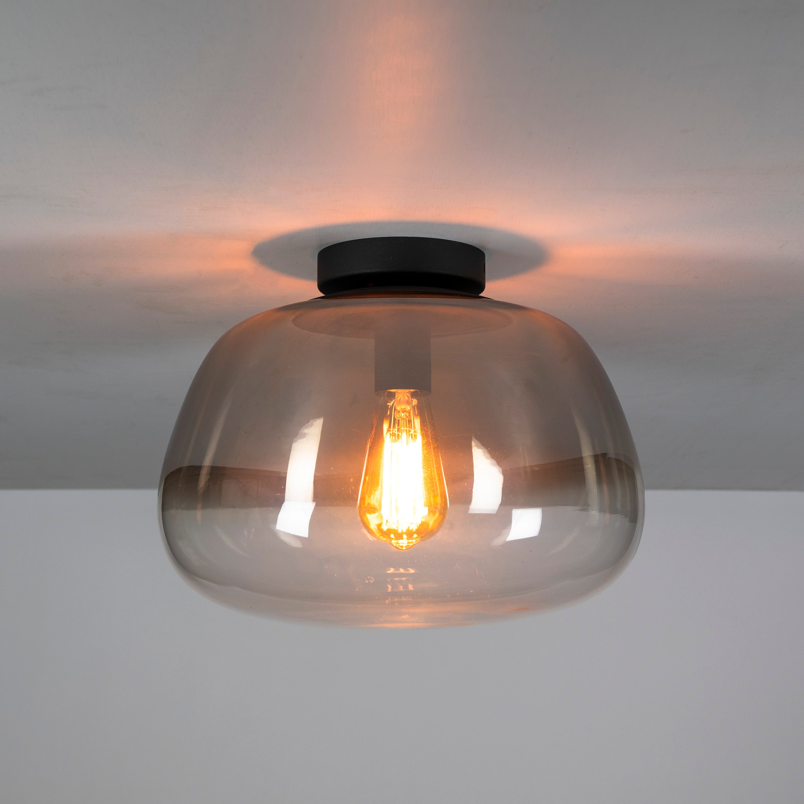 Pulsera gerookt grijs glas 1-lichts plafondlamp