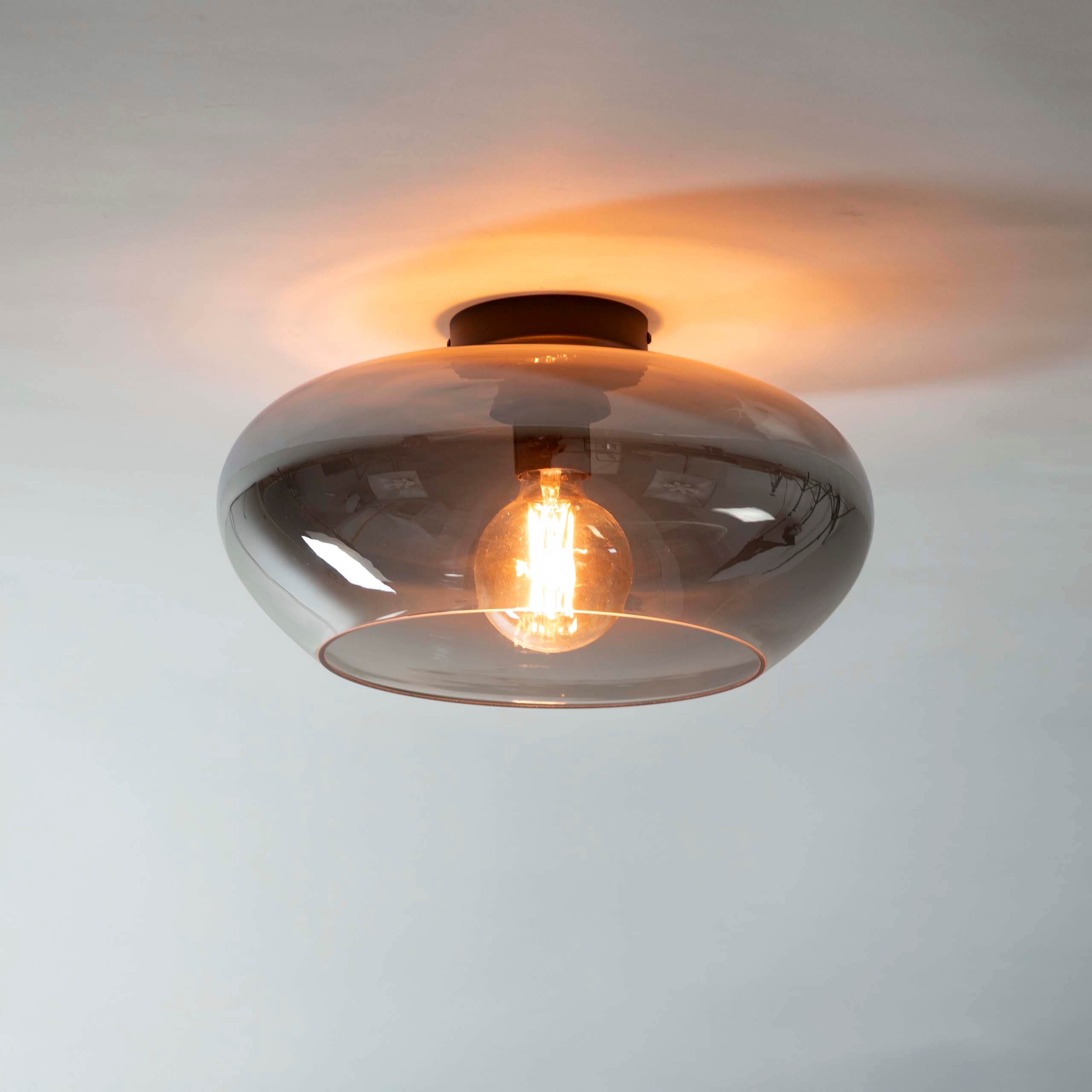 Elevira rookgrijs glas 1-lichts plafondlamp