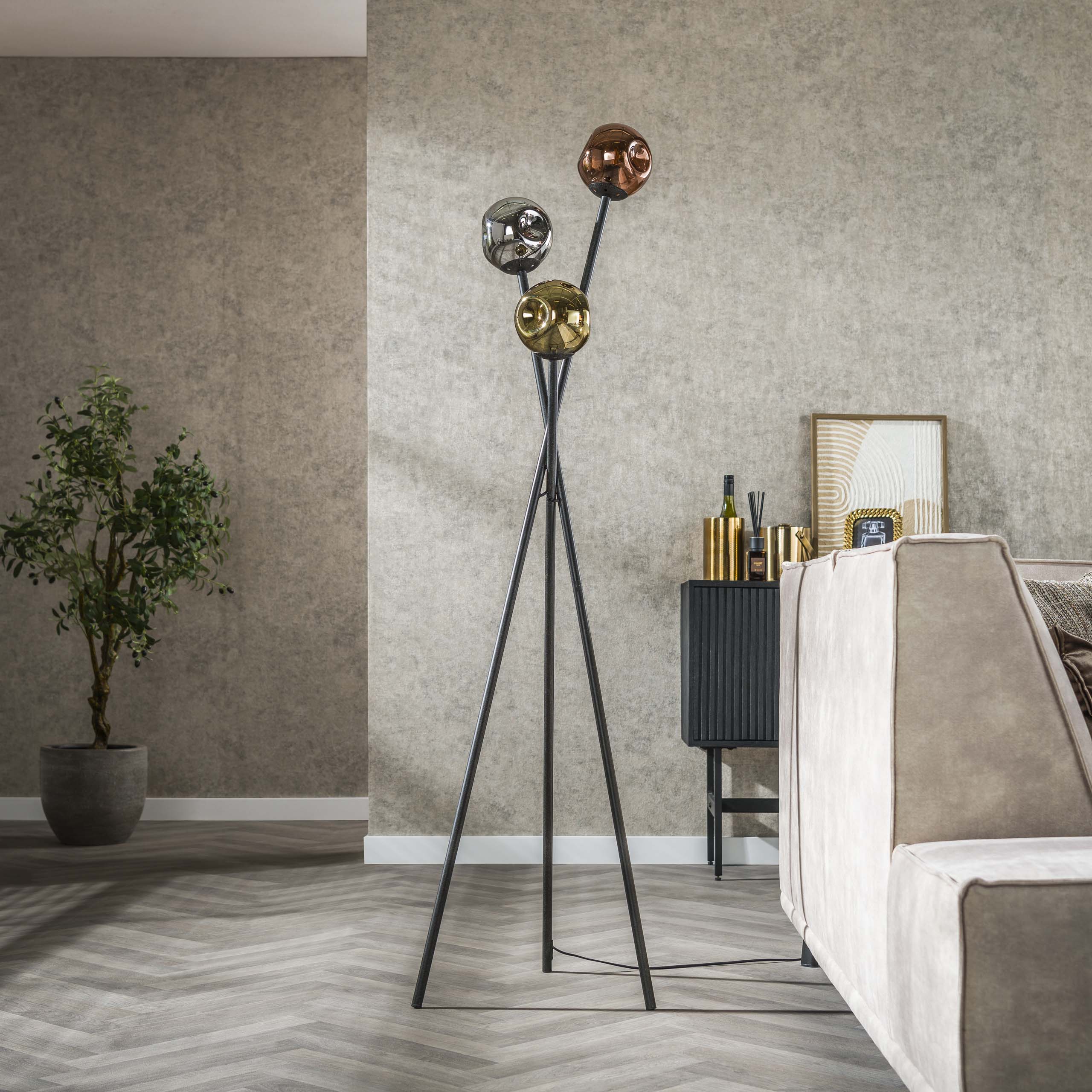Moleara 3-lichts - artic zwart vloerlamp