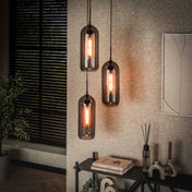Smoria Mesh 3-lichts met getrapte kappen - Artic zwarte hanglamp