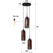 Smoria Mesh 3-lichts met getrapte kappen - Artic zwarte hanglamp