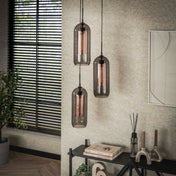Smoria Mesh 3-lichts met getrapte kappen - Artic zwarte hanglamp