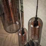 Smoria Mesh 3-lichts met getrapte kappen - Artic zwarte hanglamp