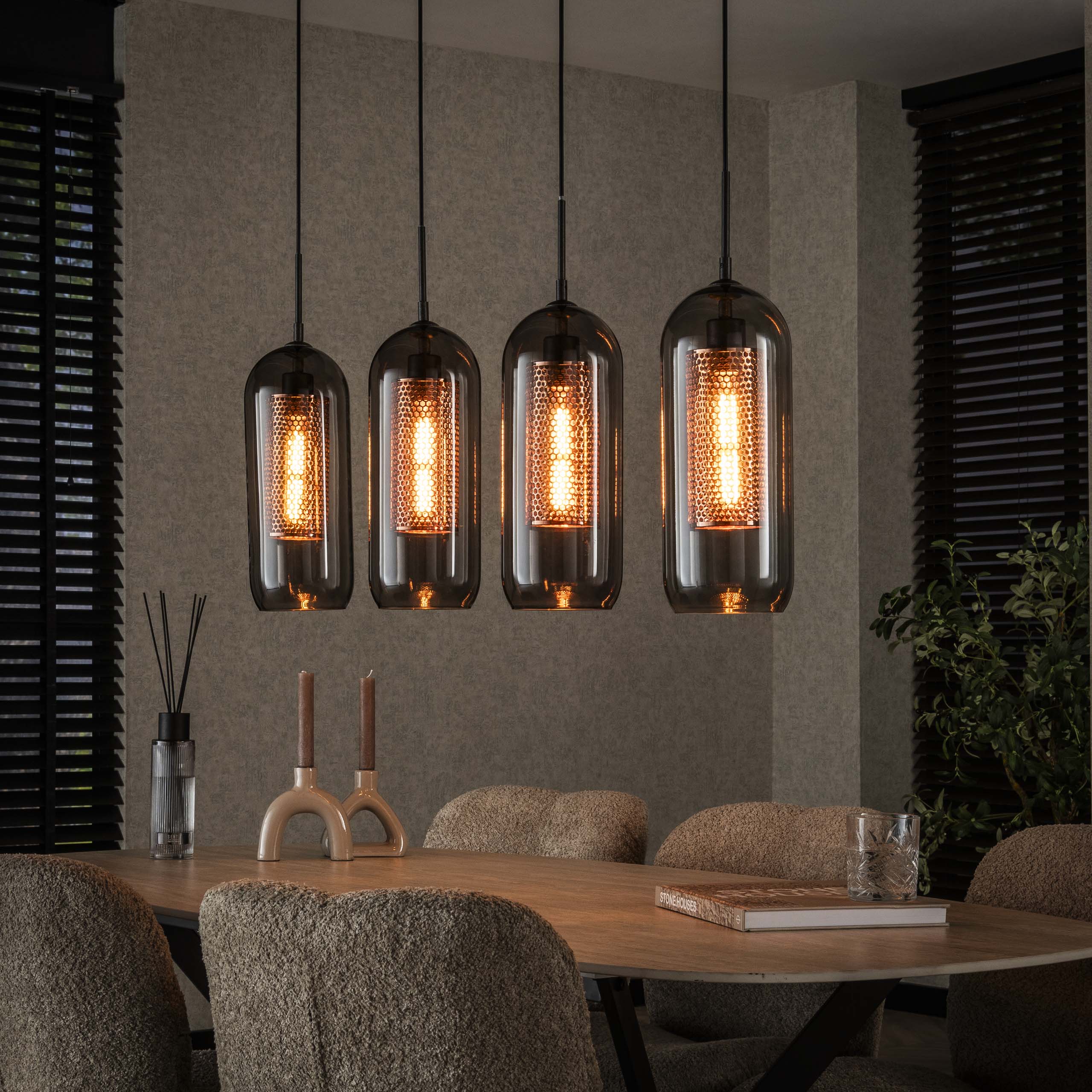 Smoria Mesh 4-lichts - Artic zwarte hanglamp