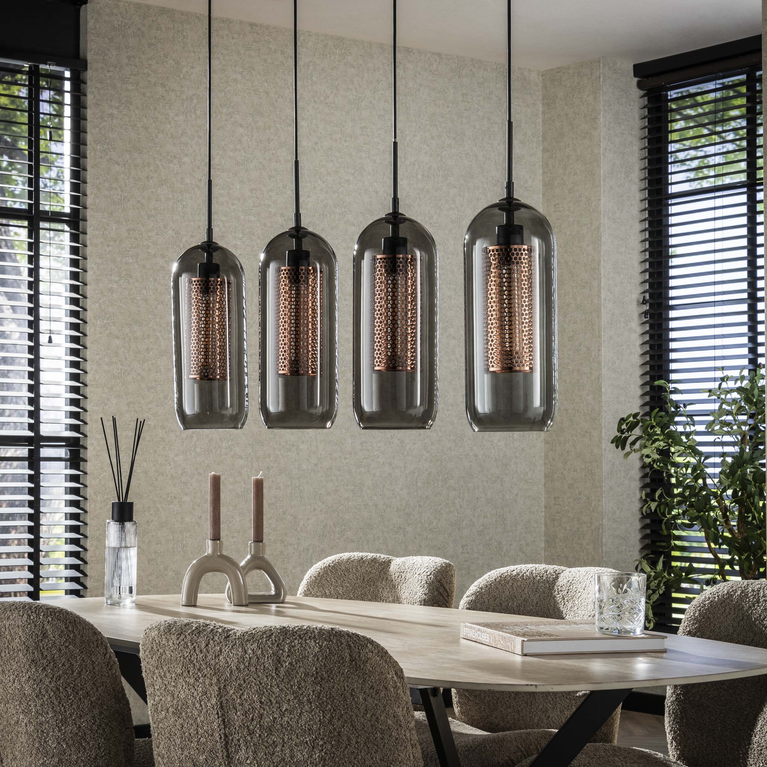 Smoria Mesh 4-lichts - Artic zwarte hanglamp