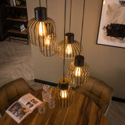 Mixora Metalen hanglamp met 5 lampen in lagen - Houtskool