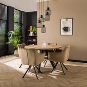Mixora Metalen hanglamp met 5 lampen in lagen - Houtskool